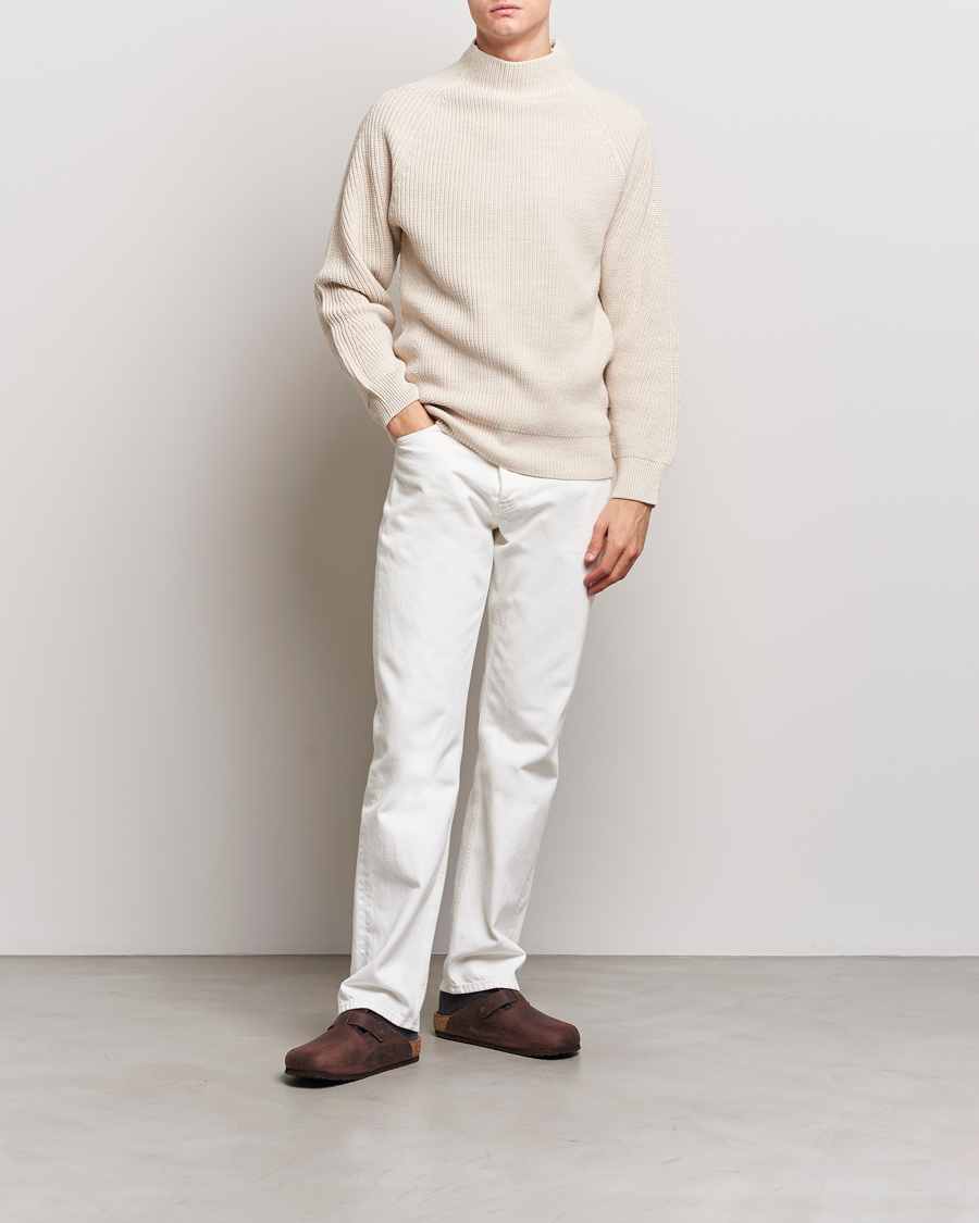 Mies | Puserot | NN07 | Liam Mock Neck Sweater Nature Melange