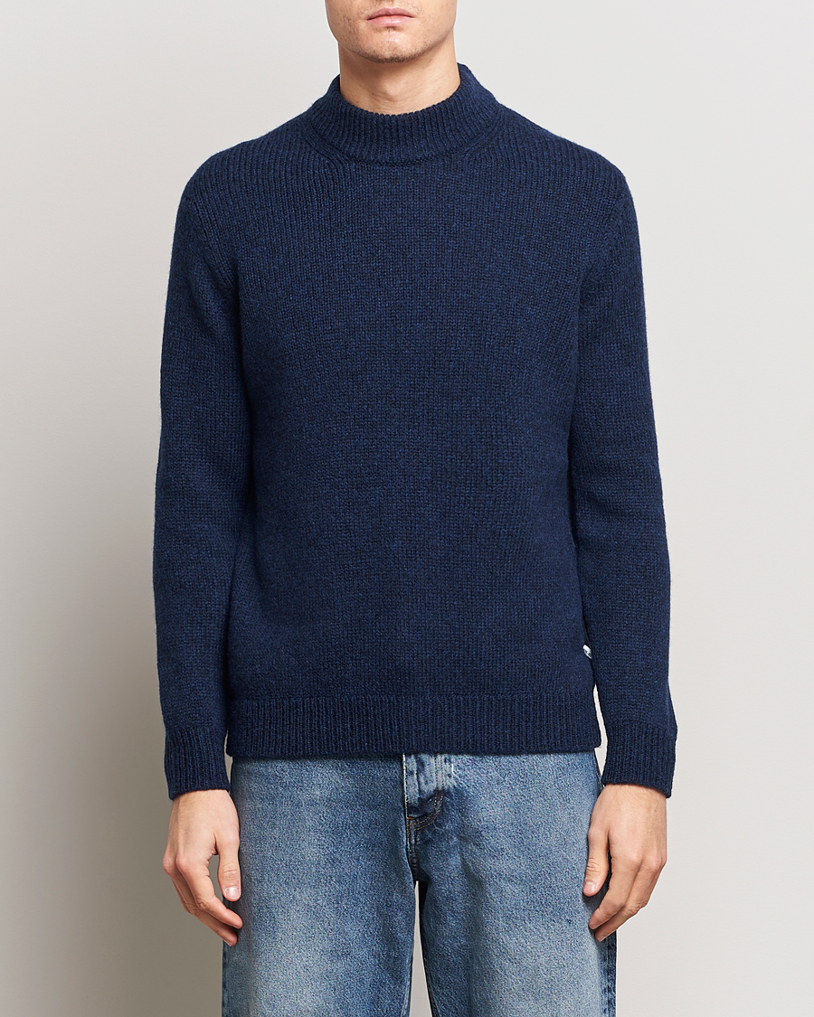 Mies | Alennusmyynti | NN07 | Nick Mock Neck Sweater Navy Blue