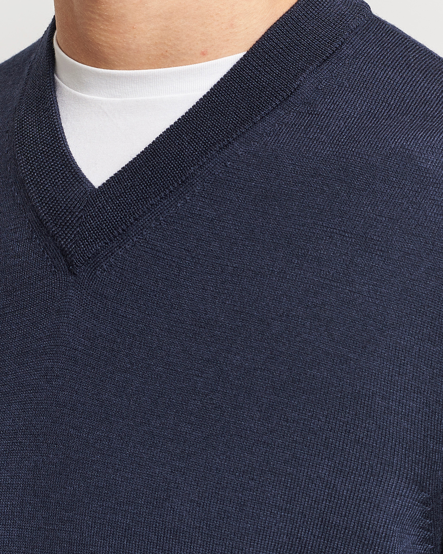 Mies | Puserot | NN07 | Sergio V-Neck Pullover Navy Melange