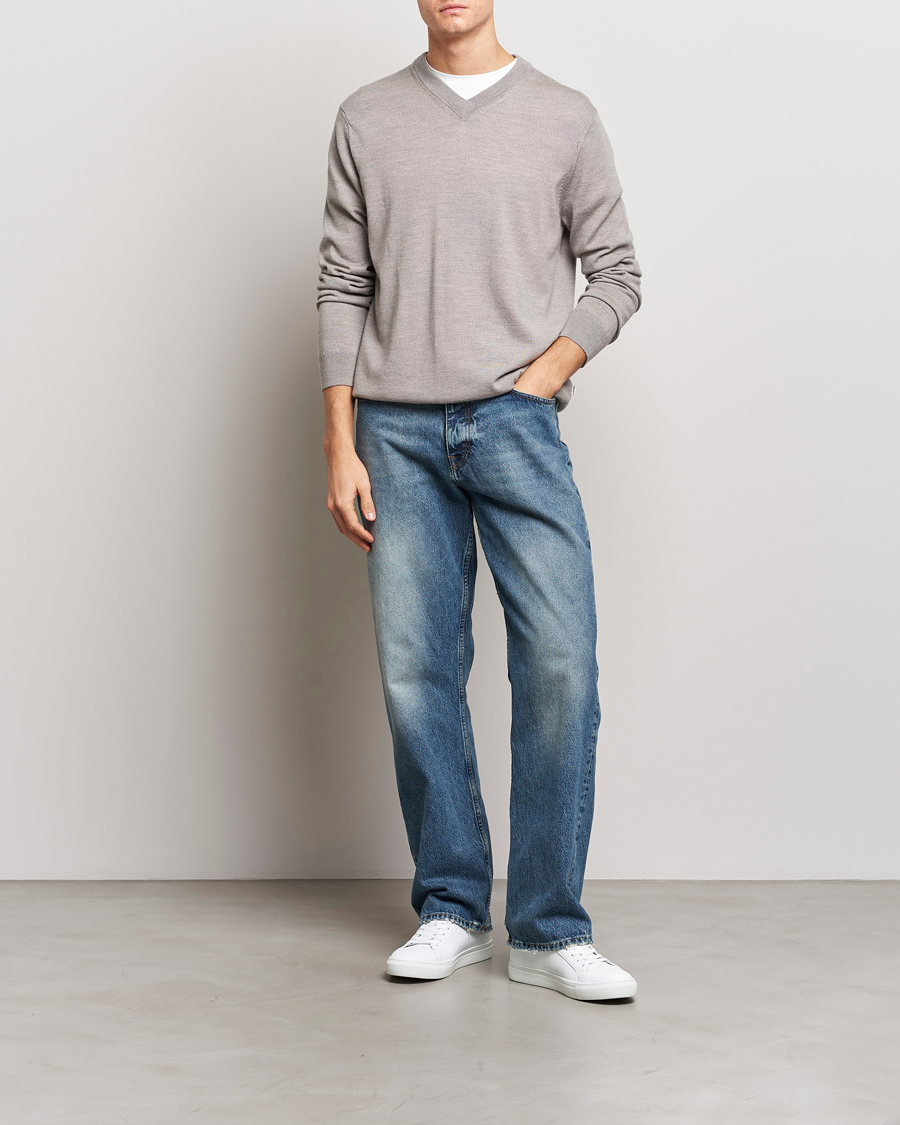 Mies | Puserot | NN07 | Sergio V-Neck Pullover Stone
