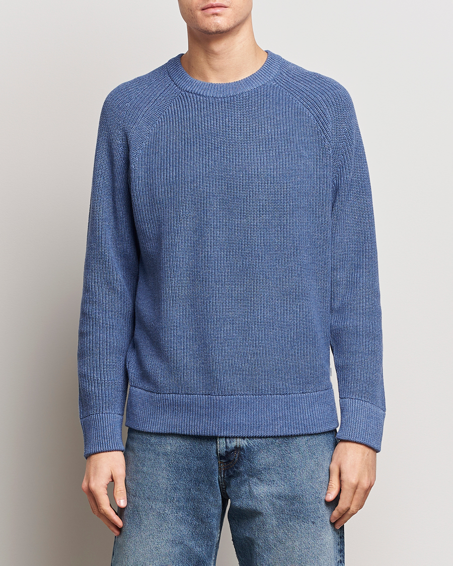 Mies | Puserot | NN07 | Jacobo Cotton Knitted Crew Neck Grey Blue