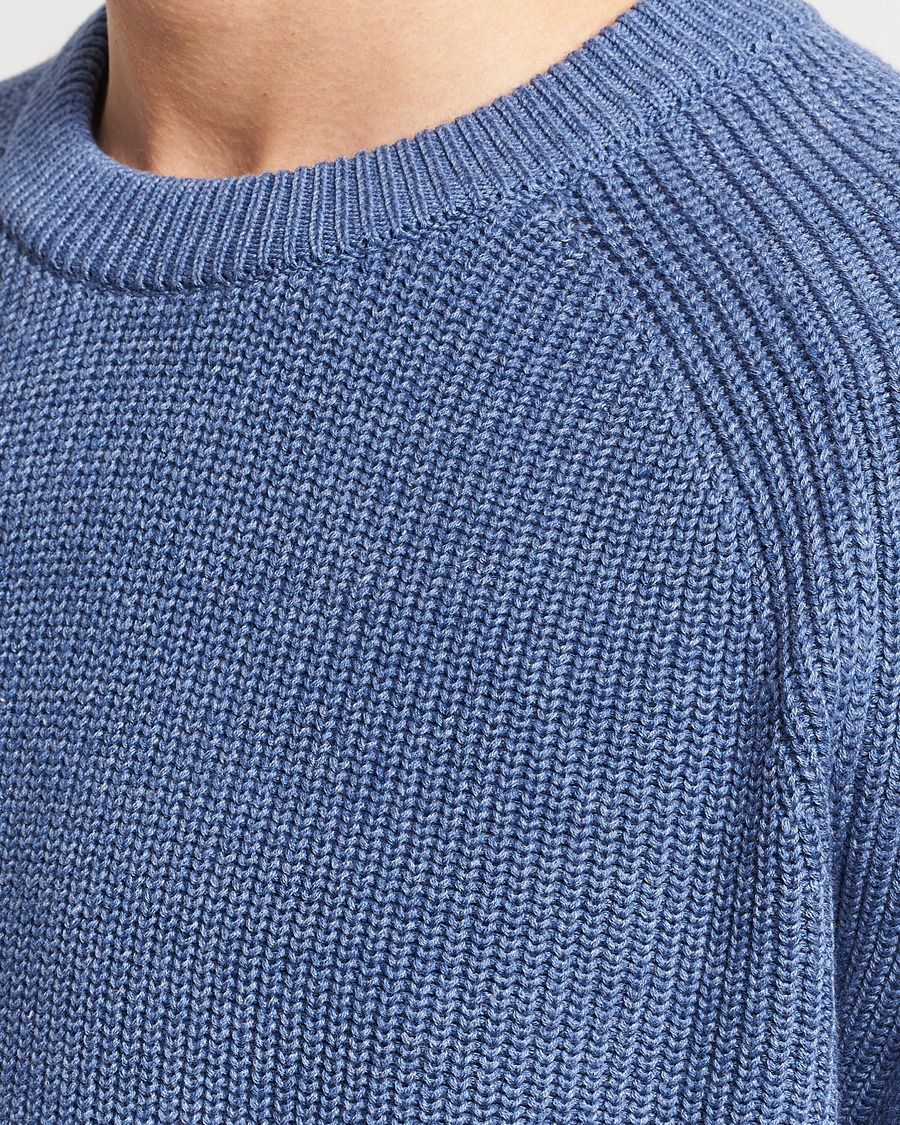 Mies | Puserot | NN07 | Jacobo Cotton Knitted Crew Neck Grey Blue