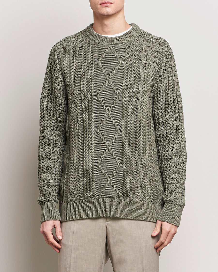 Mies | Puserot | NN07 | Caleb Cable Knit Sweater Khaki Sand