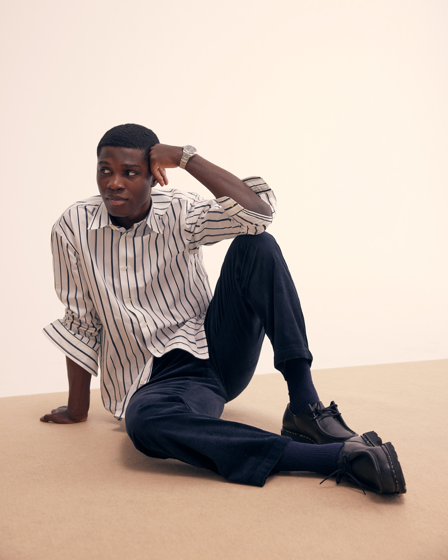 Mies | Kauluspaidat | NN07 | Quinsy Striped Cotton Shirt White/Blue