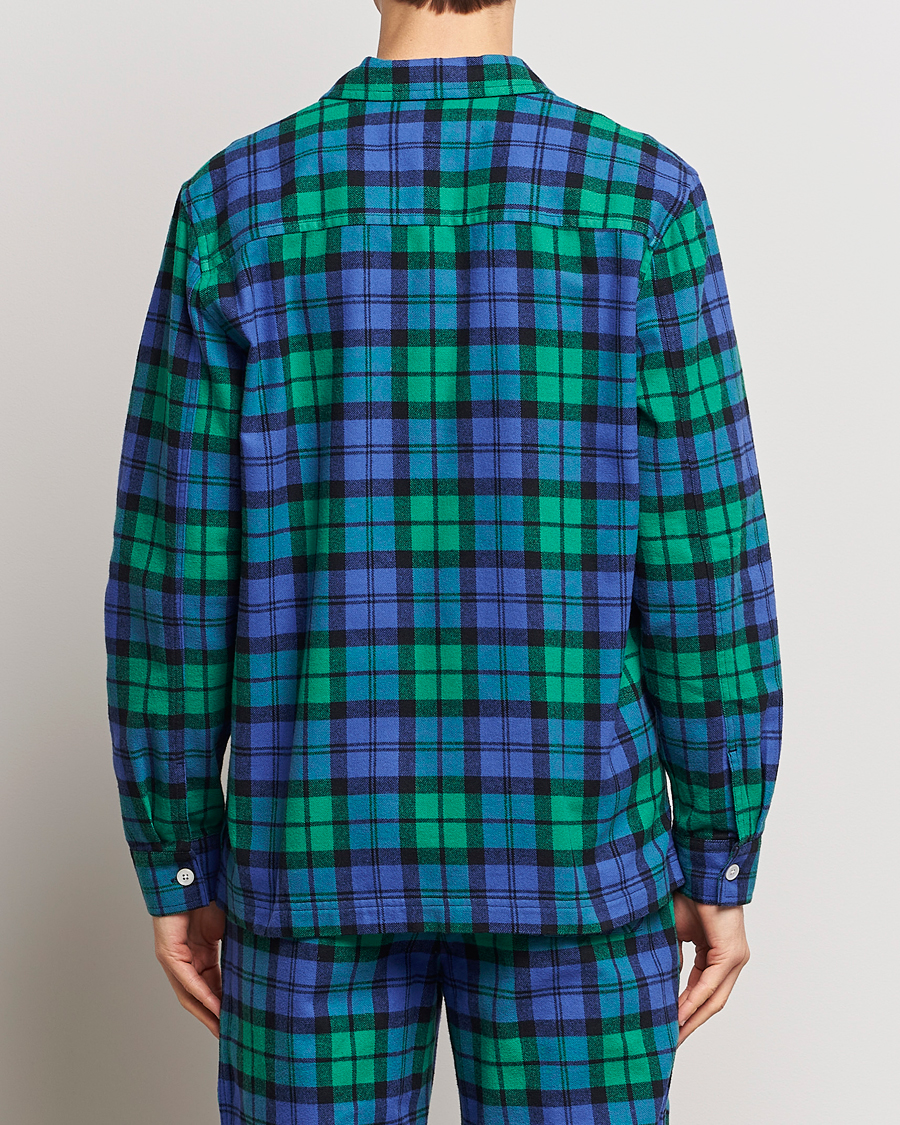 Mies | Yöpuvut ja kylpytakit | Tekla | Flannel Checked Pyjama Shirt Green/Blue