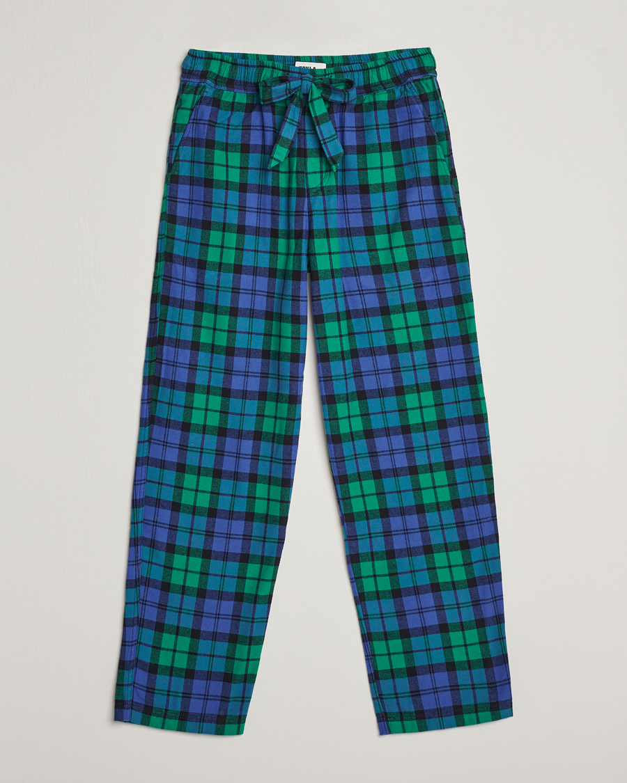 Mies | Yöpuvut ja kylpytakit | Tekla | Flannel Checked Pyjama Pants Green/Blue