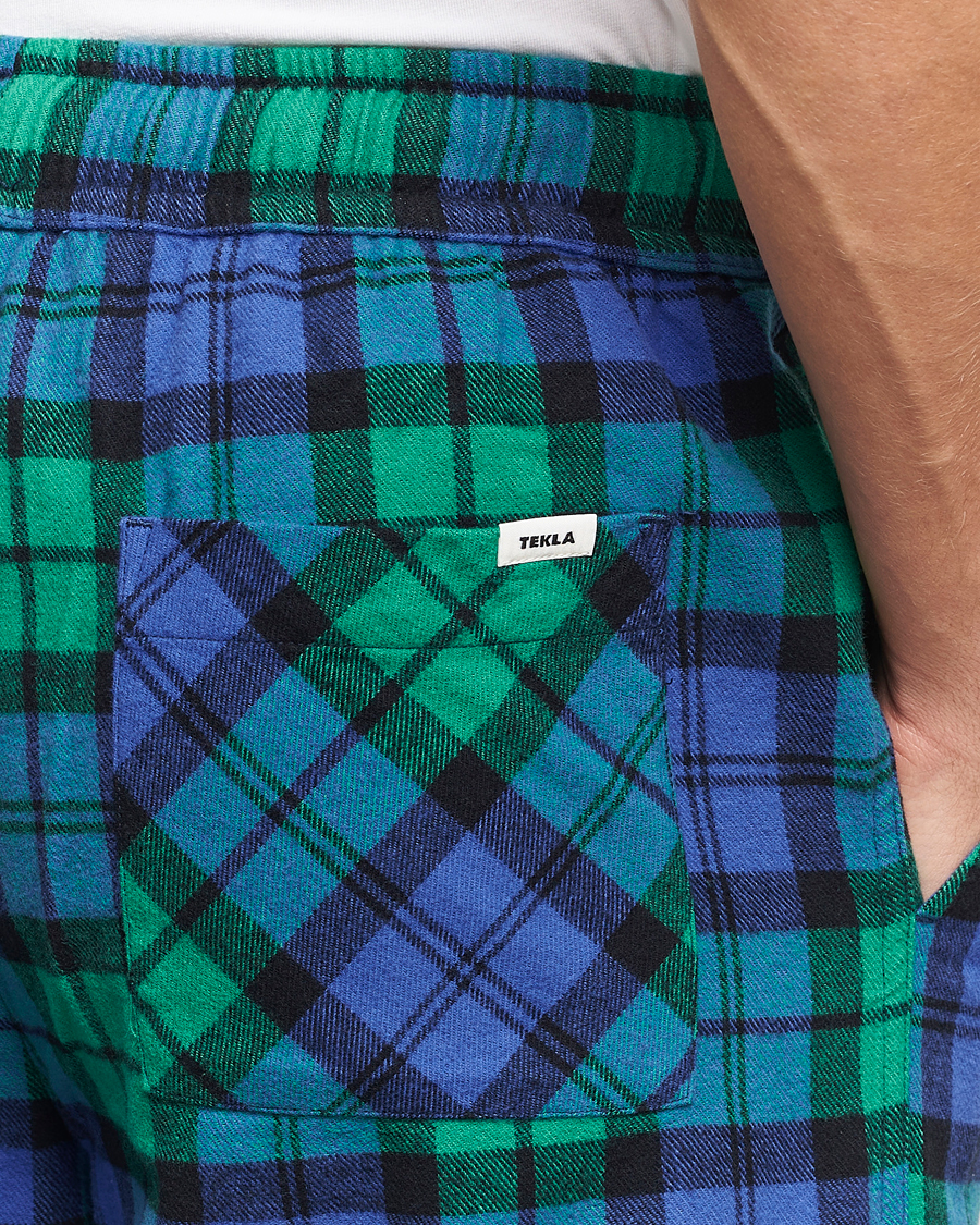Mies | Yöpuvut ja kylpytakit | Tekla | Flannel Checked Pyjama Pants Green/Blue