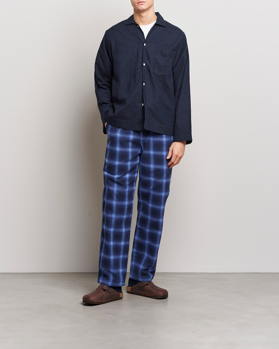 Mies | Yöpuvut ja kylpytakit | Tekla | Flannel Checked Pyjama Pants Navy/Blue