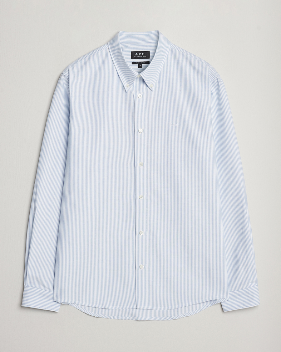 Mies | Kauluspaidat | A.P.C. | Greg Striped Oxford Shirt Blue/White