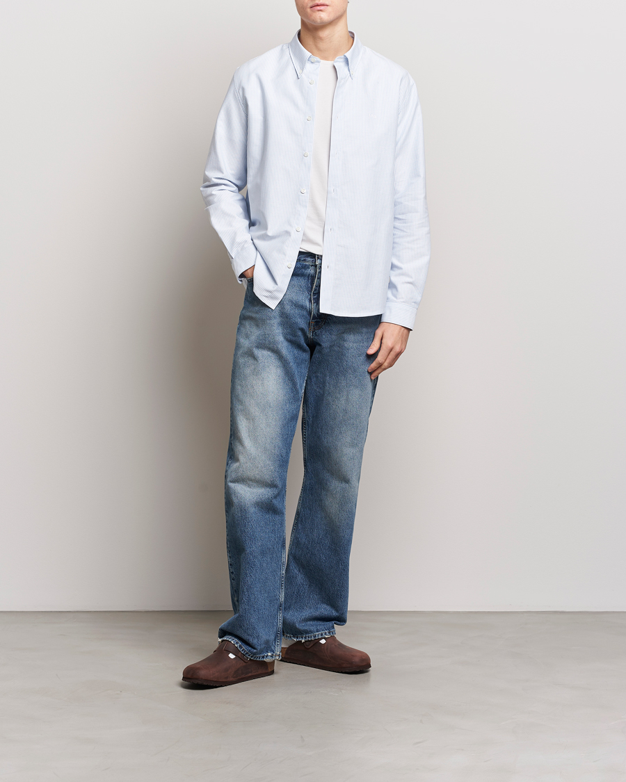 Mies | Kauluspaidat | A.P.C. | Greg Striped Oxford Shirt Blue/White
