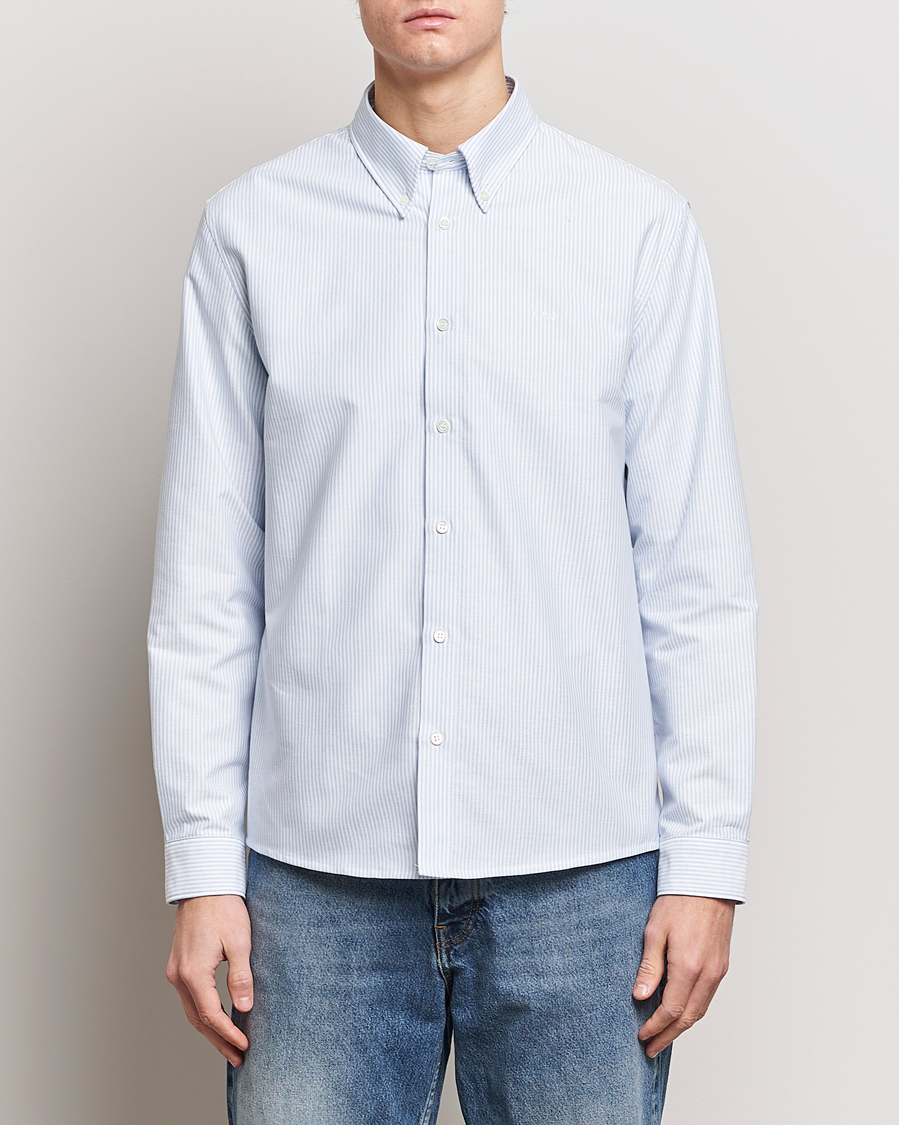 Mies | Kauluspaidat | A.P.C. | Greg Striped Oxford Shirt Blue/White