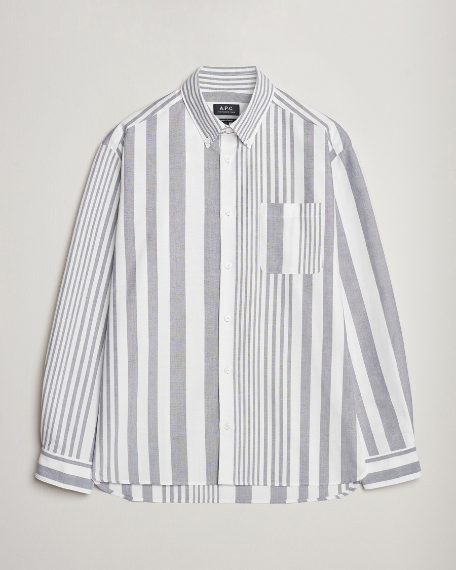 Mies | Kauluspaidat | A.P.C. | Mateo Striped Oxford Shirt Marine/White