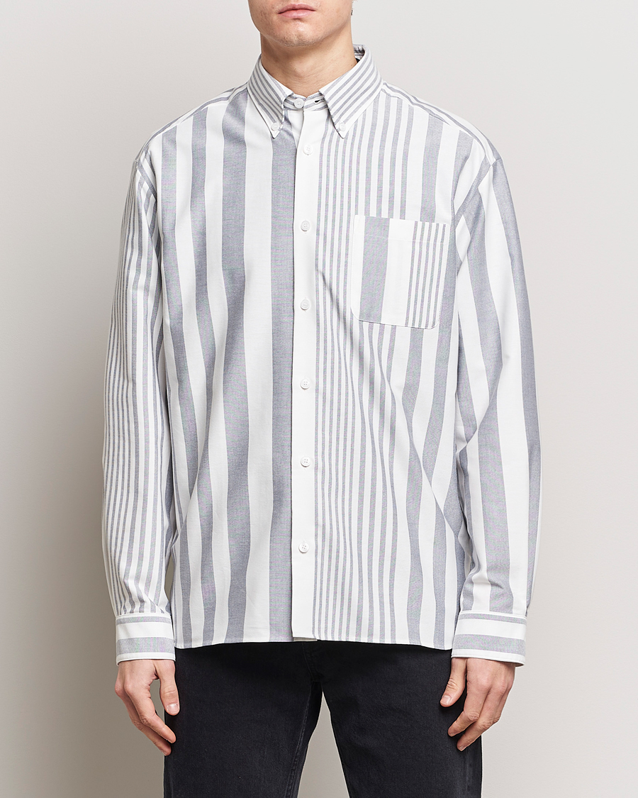 Mies | Oxford-paidat | A.P.C. | Mateo Striped Oxford Shirt Marine/White
