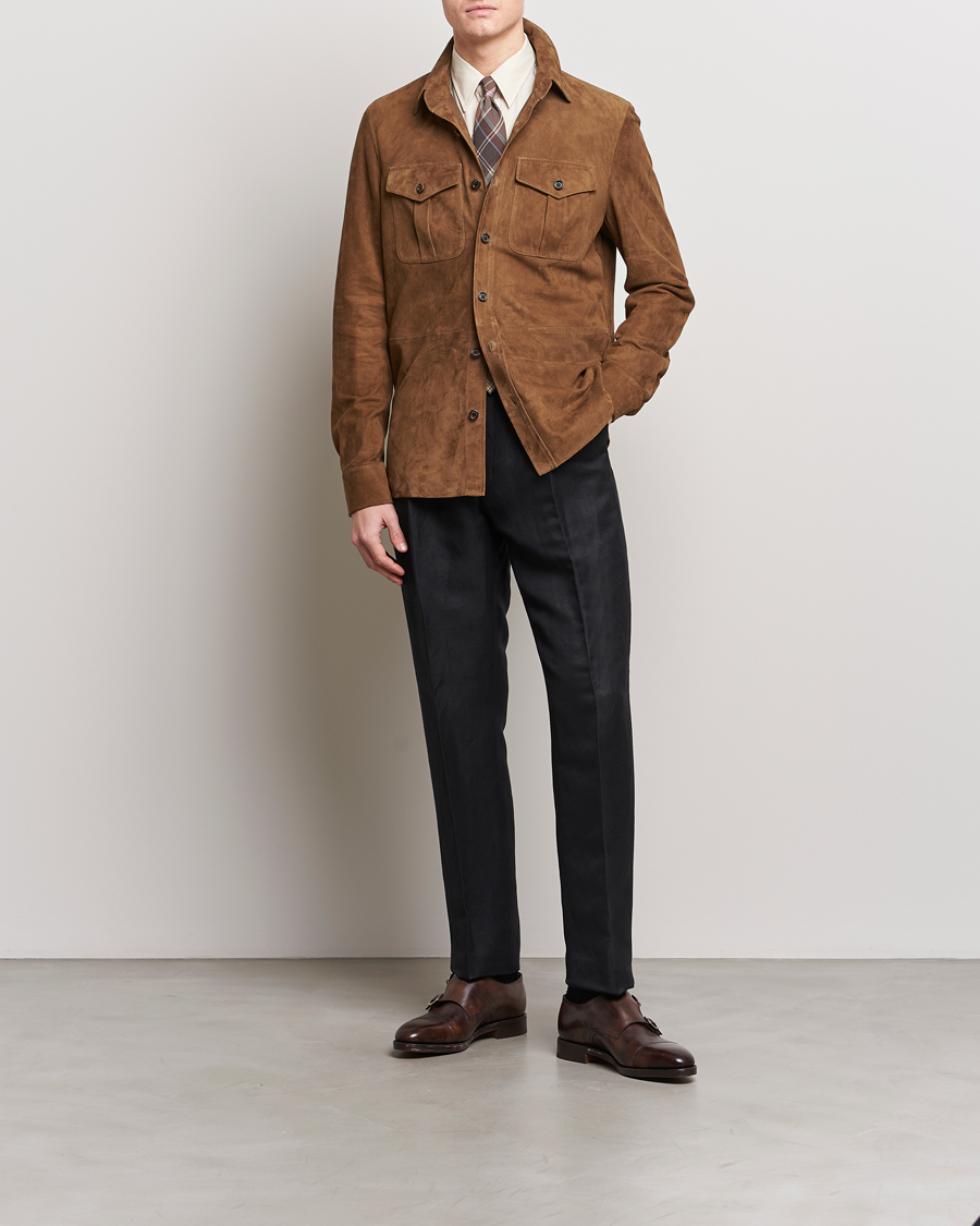 Mies | Takit | Ralph Lauren Purple Label | Suede Shirt Jacket Dark Brown