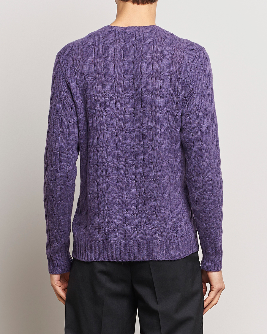 Mies | Puserot | Ralph Lauren Purple Label | Cashmere Cable Sweater Purple Melange