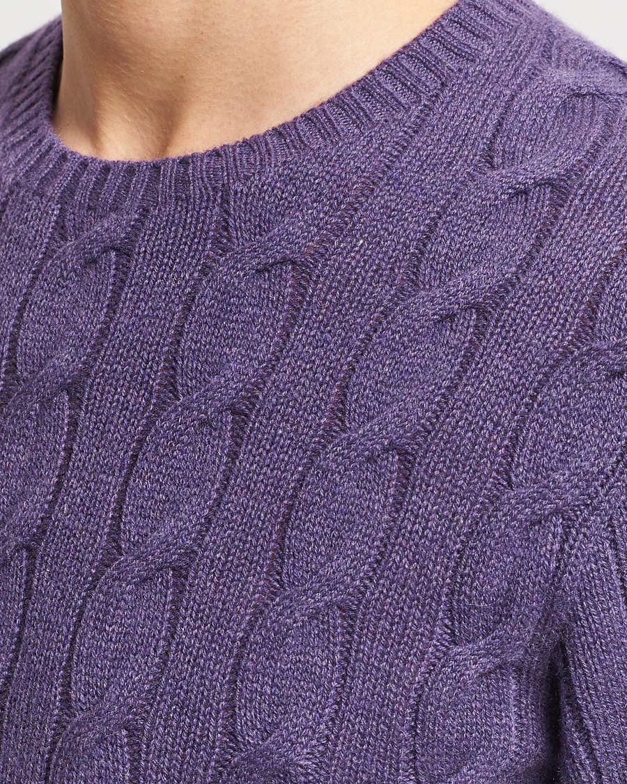 Mies | Puserot | Ralph Lauren Purple Label | Cashmere Cable Sweater Purple Melange
