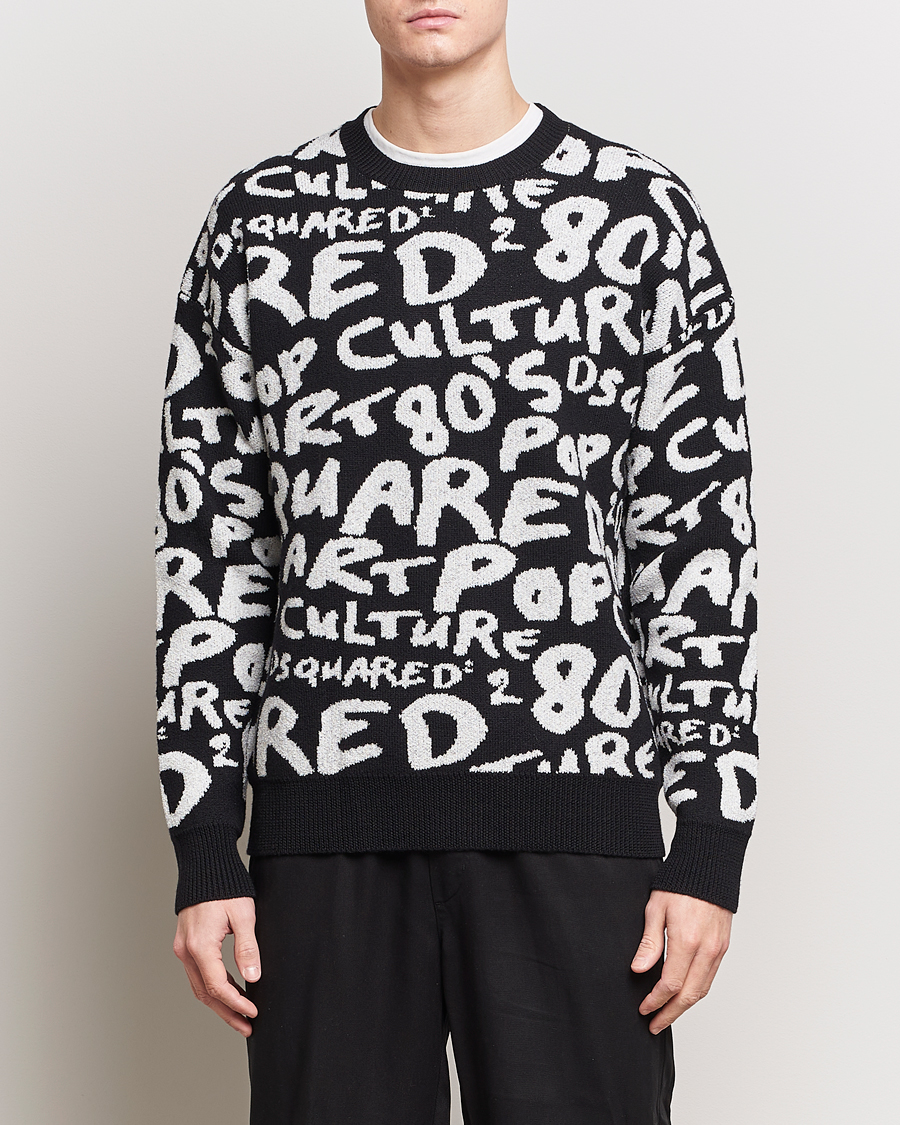 Mies | Puserot | Dsquared2 | Pop 80's Crew Neck Knitted Sweater Black