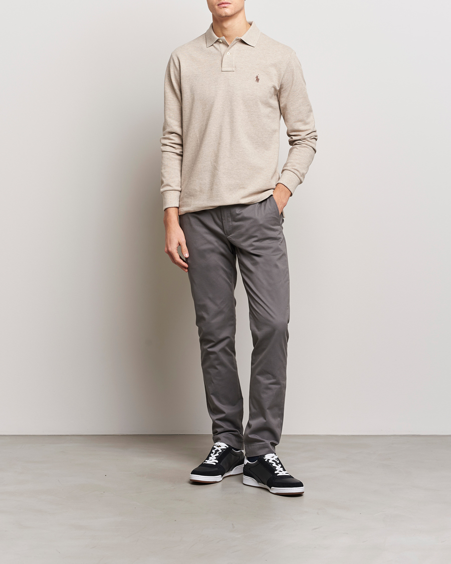 Mies | Puserot | Polo Ralph Lauren | Custom Slim Fit Long Sleeve Polo Beige Heather
