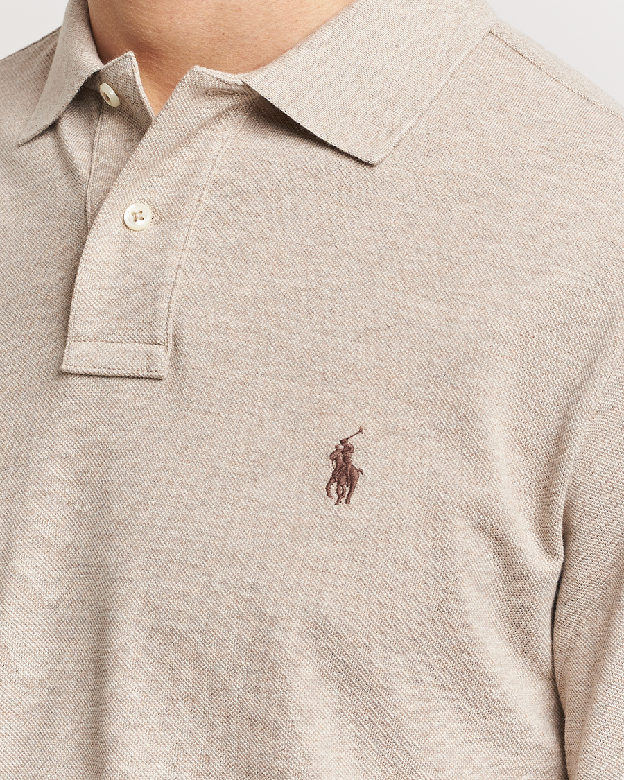 Mies | Puserot | Polo Ralph Lauren | Custom Slim Fit Long Sleeve Polo Beige Heather