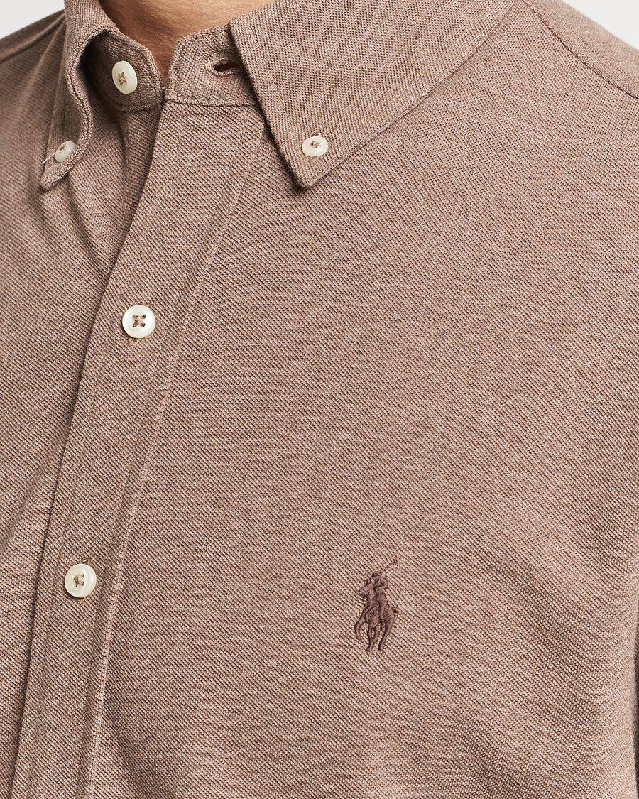 Mies | Kauluspaidat | Polo Ralph Lauren | Slim Fit Featherweight Mesh Shirt Dark Taupe Heather