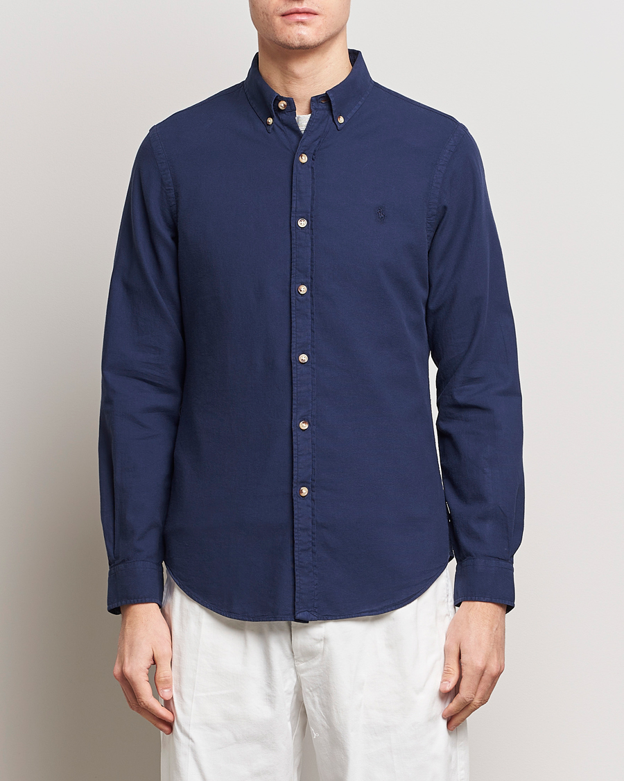 Mies | Kauluspaidat | Polo Ralph Lauren | Slim Fit Cotton Textured Shirt Dark Indigo