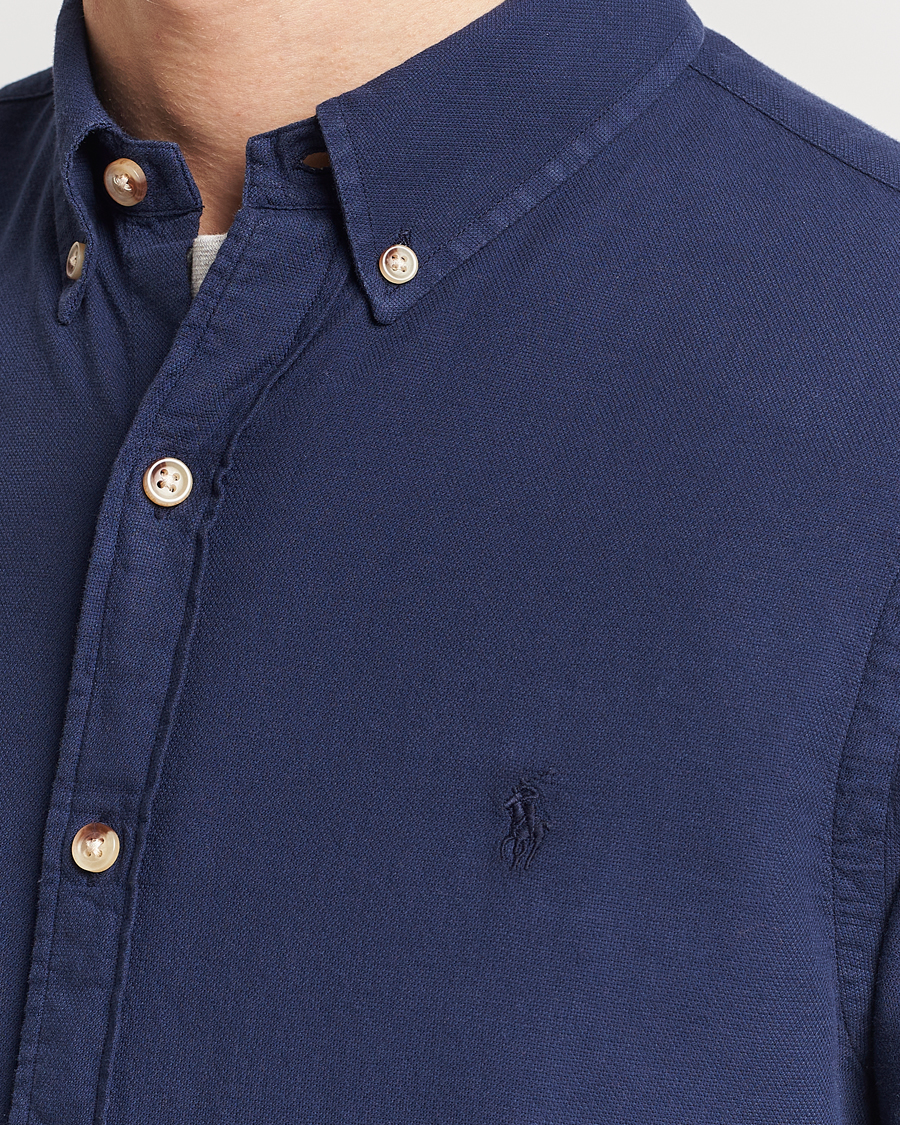 Mies | Kauluspaidat | Polo Ralph Lauren | Slim Fit Cotton Textured Shirt Dark Indigo
