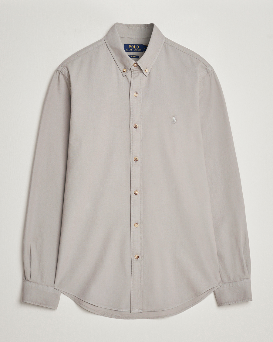 Mies | Kauluspaidat | Polo Ralph Lauren | Slim Fit Cotton Textured Shirt Grey Fog