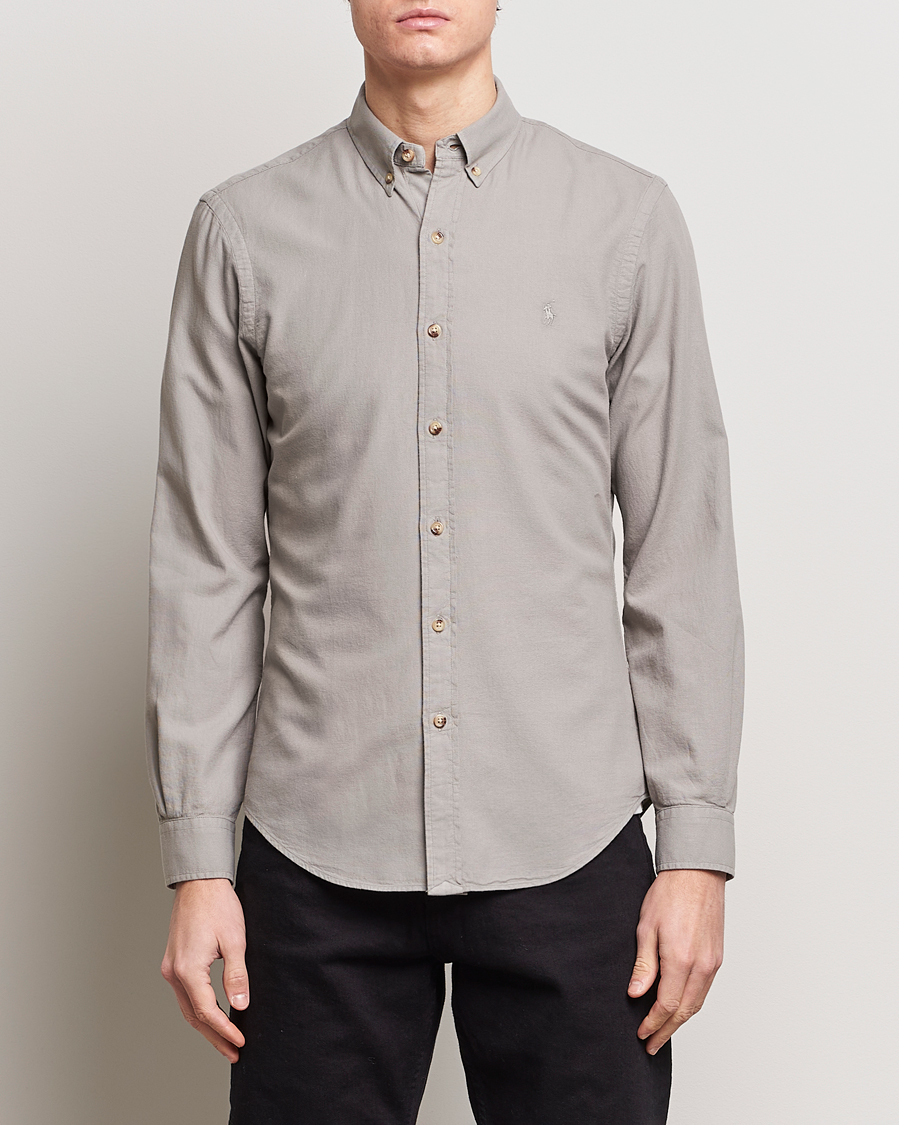 Herre |  | Polo Ralph Lauren | Slim Fit Cotton Textured Shirt Grey Fog