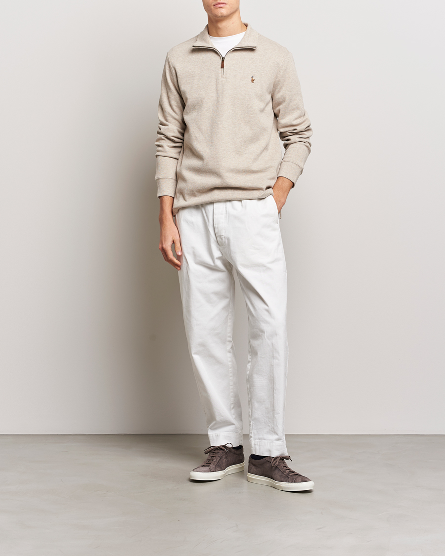 Mies | Puserot | Polo Ralph Lauren | Double Knit Jaquard Half Zip Sweater Beige Heather