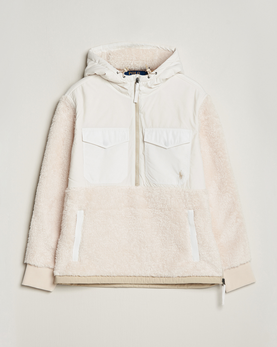 Mies |  | Polo Ralph Lauren | Curly Sherpa/Nylon Half Zip Hoodie Cream Multi