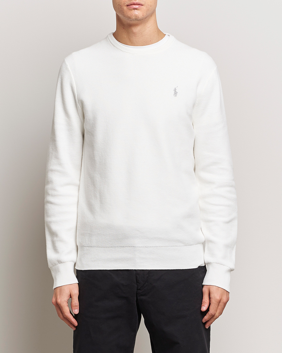 Mies |  | Polo Ralph Lauren | Textured Cotton Crew Neck Sweater Deckwash White