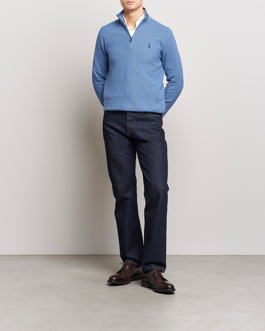 Mies | Puserot | Polo Ralph Lauren | Textured Half-Zip Blue Heather