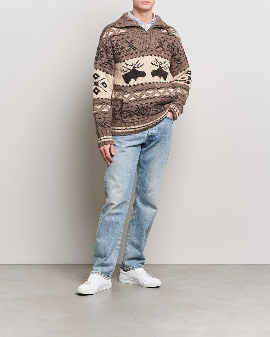 Mies | Puserot | Polo Ralph Lauren | Wool Knitted Half-Zip Sweater Medium Brown