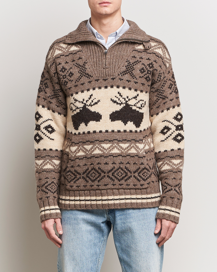 Mies |  | Polo Ralph Lauren | Wool Knitted Half-Zip Sweater Medium Brown