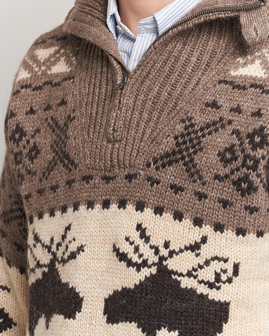 Mies | Puserot | Polo Ralph Lauren | Wool Knitted Half-Zip Sweater Medium Brown