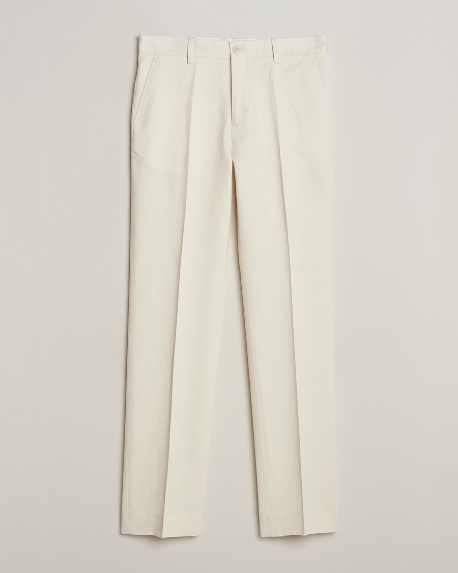 Mies | Housut | Filippa K | Straight Linen Trousers Bone White