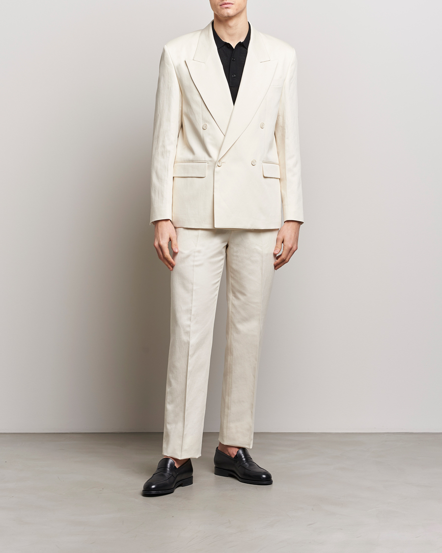 Mies | Housut | Filippa K | Straight Linen Trousers Bone White