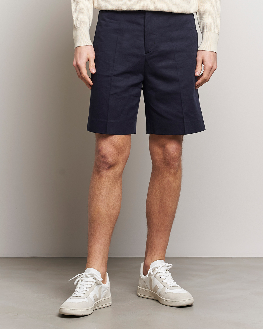 Herre | Chino shorts | Filippa K | Cotton/Linen Shorts Navy