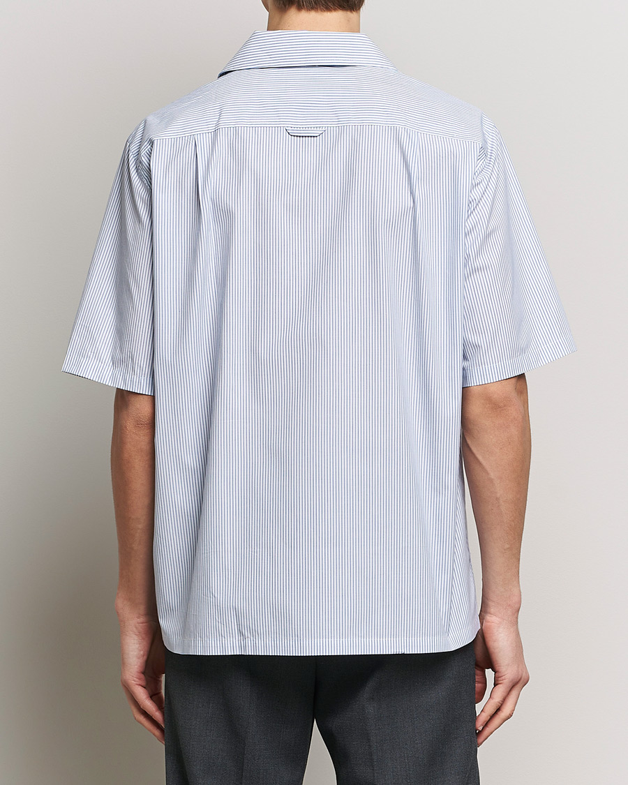 Mies | Kauluspaidat | Filippa K | Striped Short Sleeve Resort Shirt Blue/White