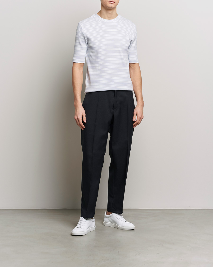 Mies | T-paidat | Filippa K | Striped Rib T-Shirt Mist Blue/White
