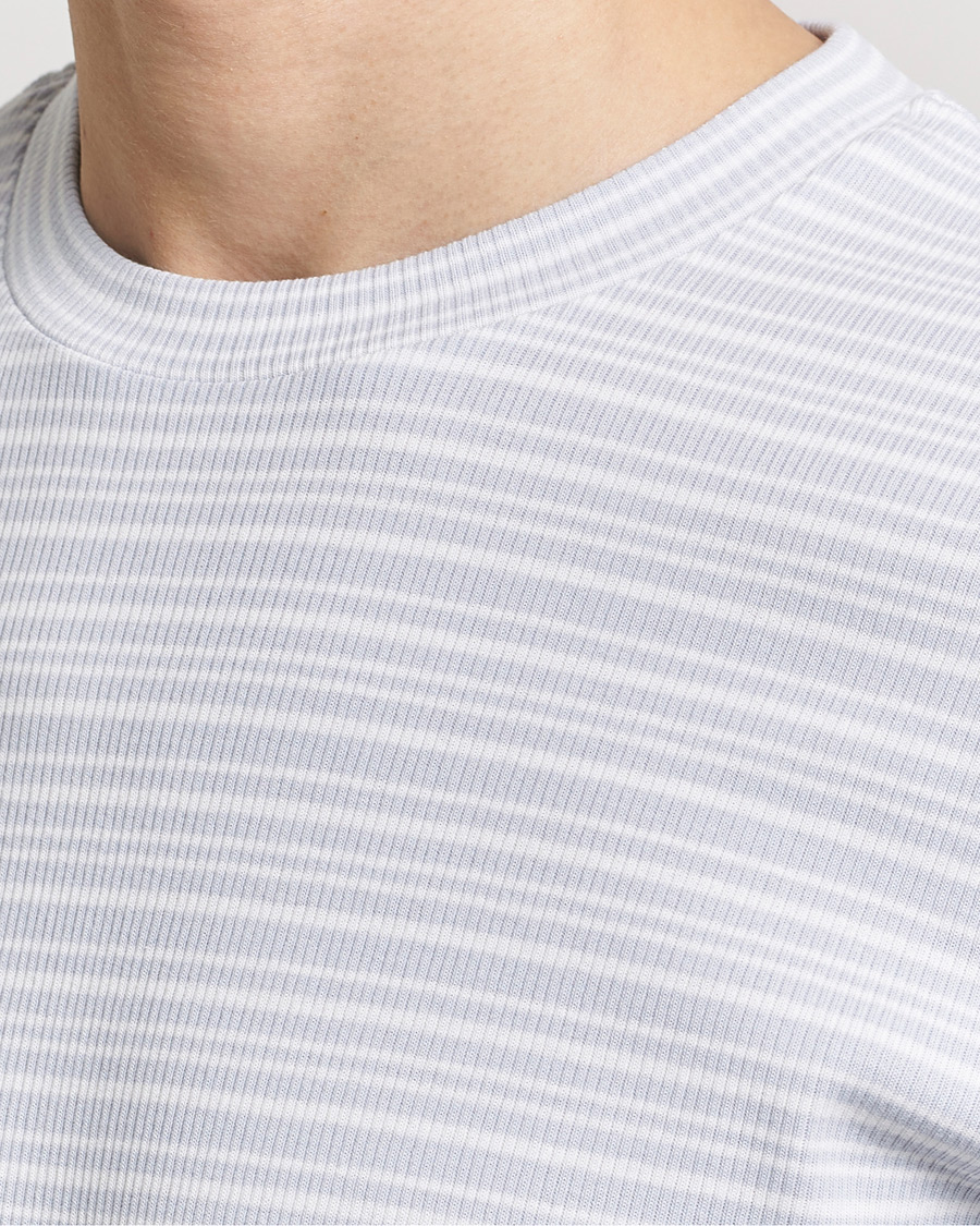 Mies | T-paidat | Filippa K | Striped Rib T-Shirt Mist Blue/White