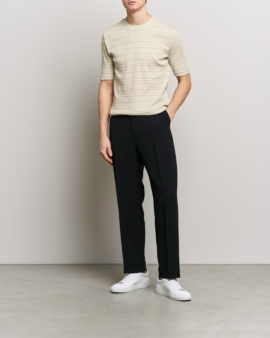 Mies | T-paidat | Filippa K | Striped Rib T-Shirt Dark Yellow/White