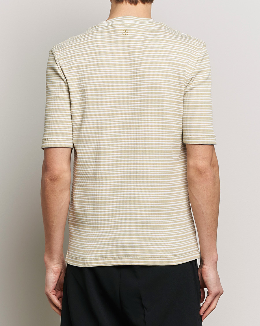 Mies | T-paidat | Filippa K | Striped Rib T-Shirt Dark Yellow/White