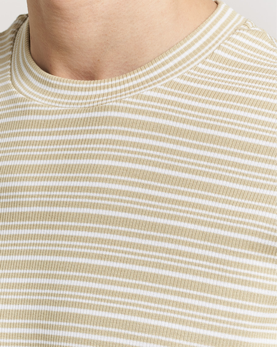 Mies | T-paidat | Filippa K | Striped Rib T-Shirt Dark Yellow/White