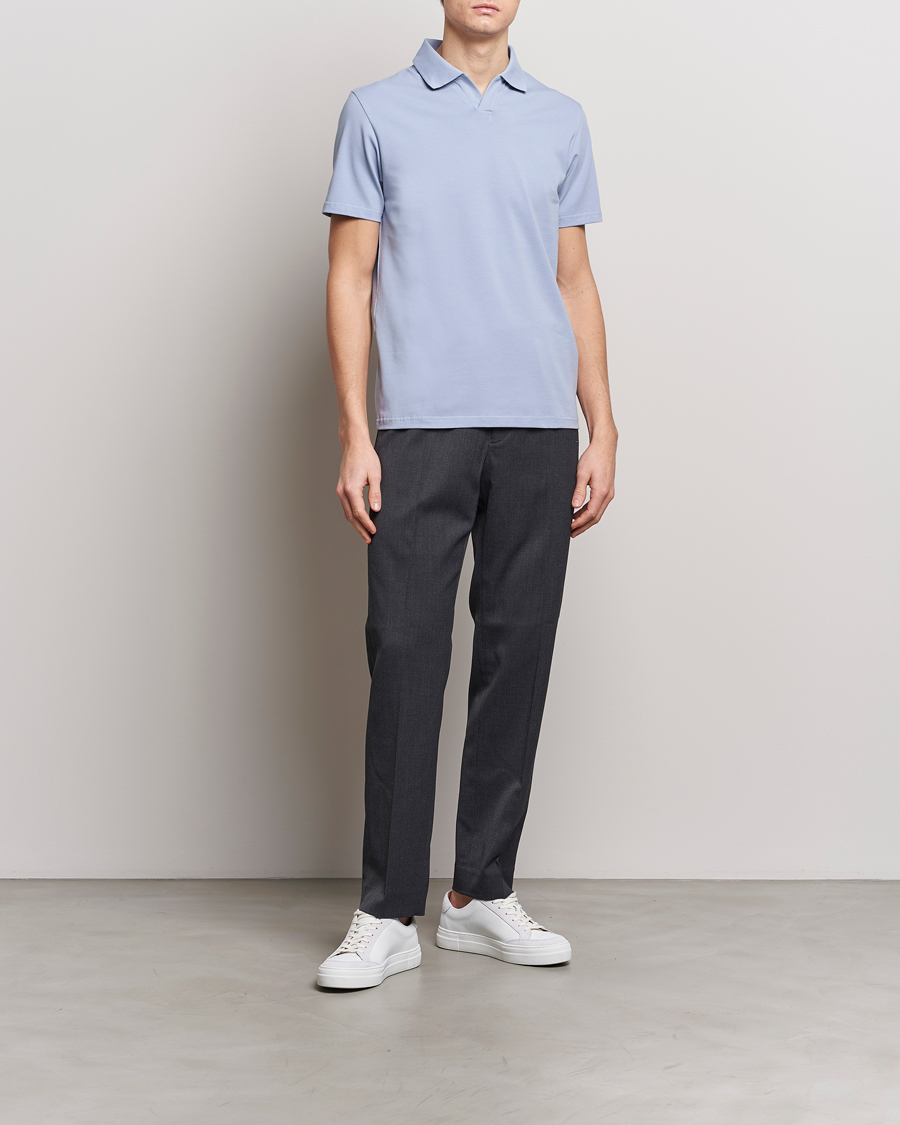 Mies | Pikeet | Filippa K | Soft Lycra Polo T-Shirt Faded Blue