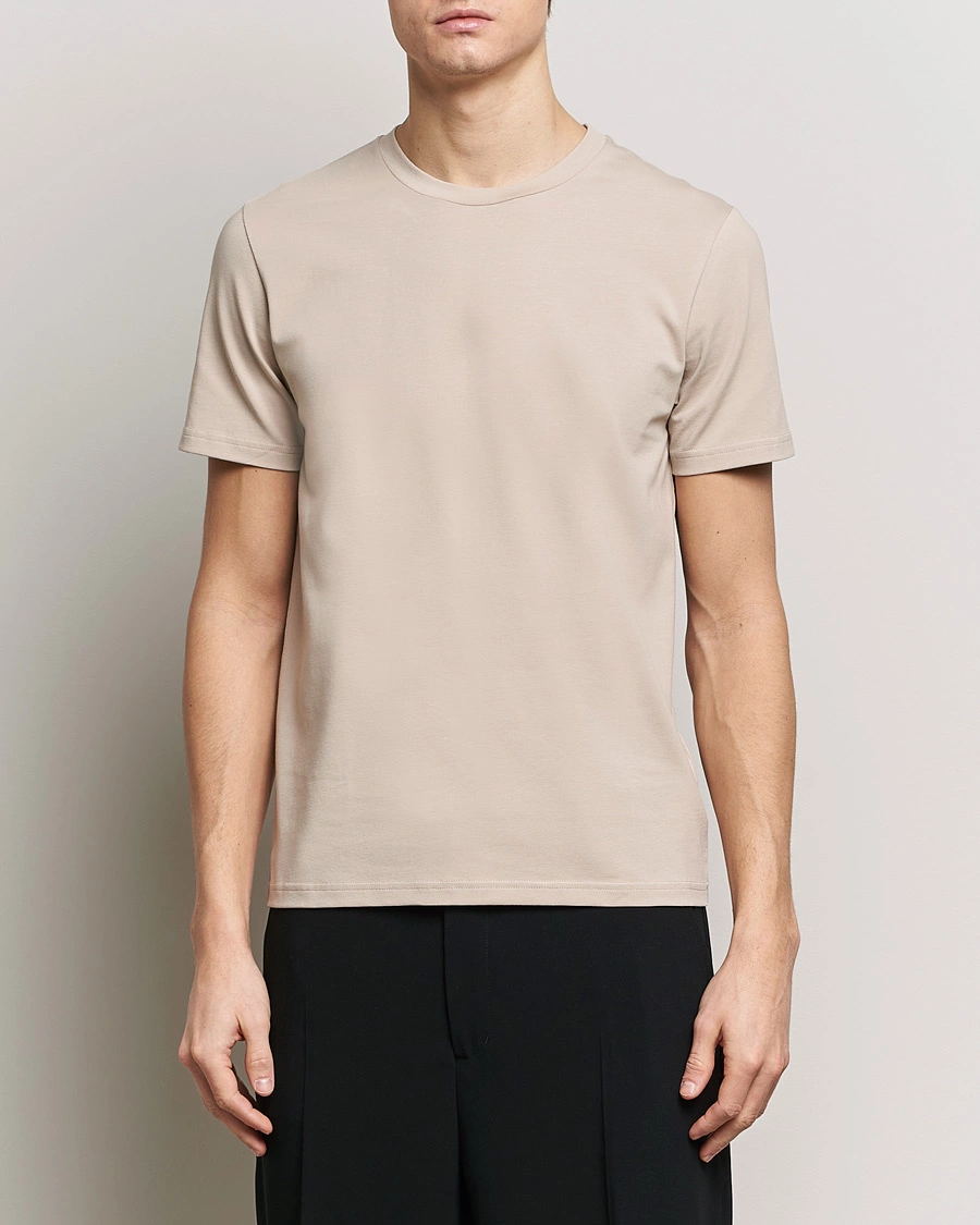 Mies | Lyhythihaiset t-paidat | Filippa K | Soft Lycra T-Shirt Light Taupe
