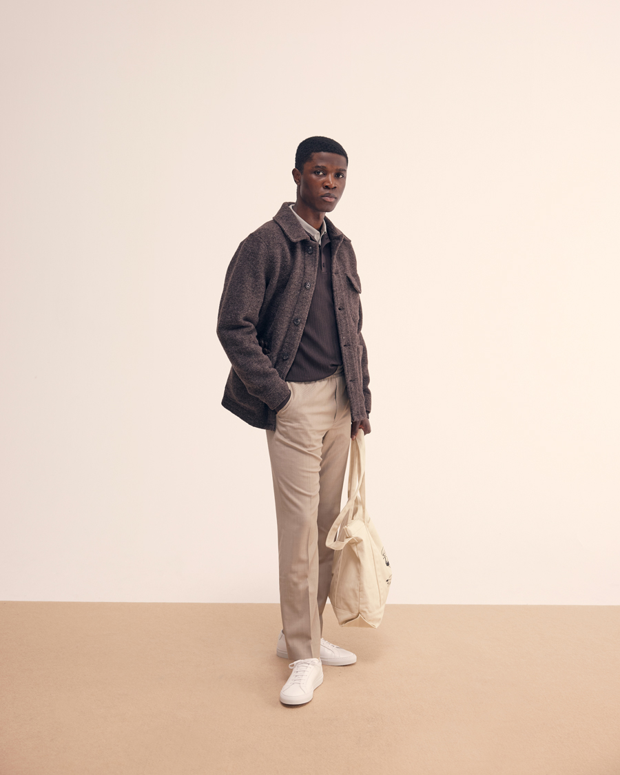 Mies | Puserot | Filippa K | Structured Knitted Polo Dark Oak