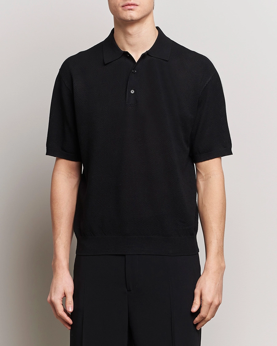 Mies | Vaatteet | Filippa K | Mesh Knitted Polo Black