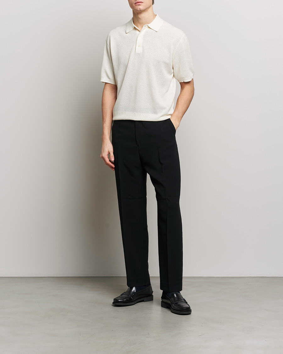 Mies | Pikeet | Filippa K | Mesh Knitted Polo Chalk White