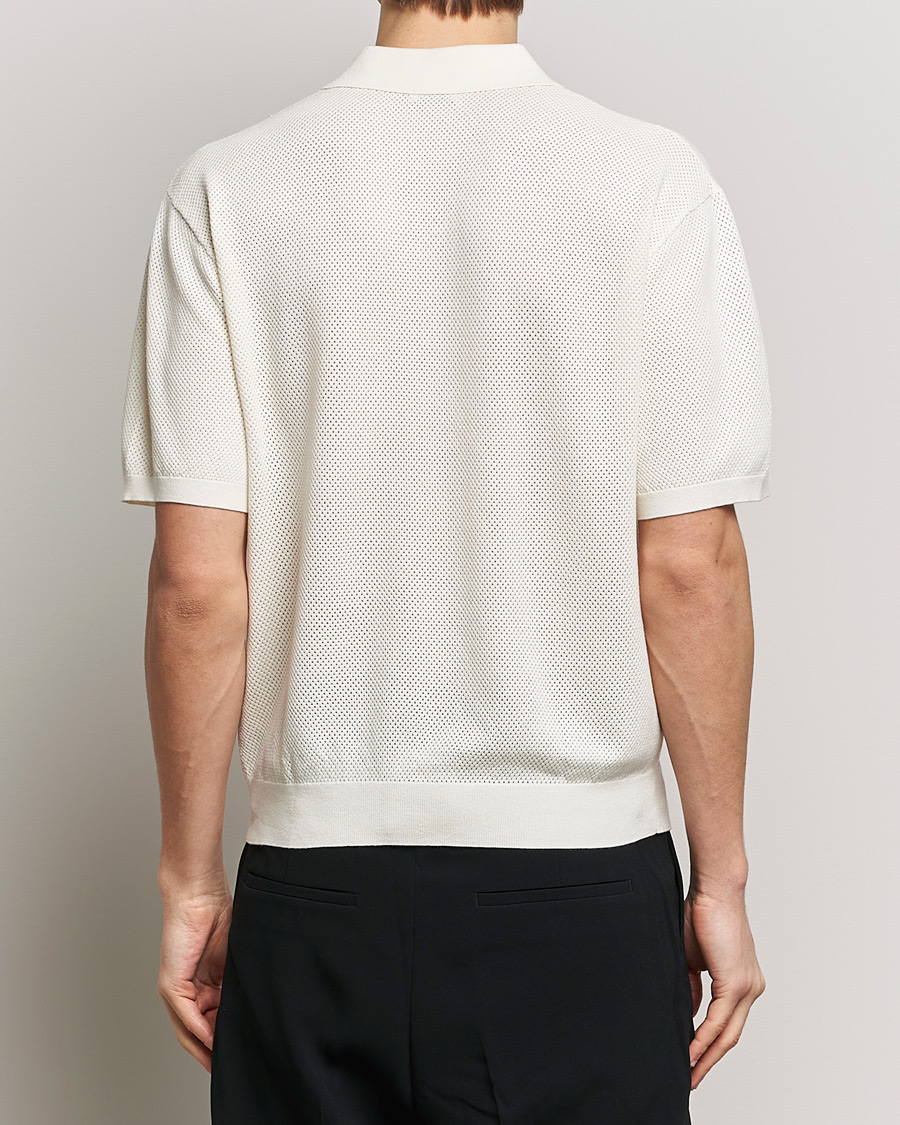 Mies | Pikeet | Filippa K | Mesh Knitted Polo Chalk White